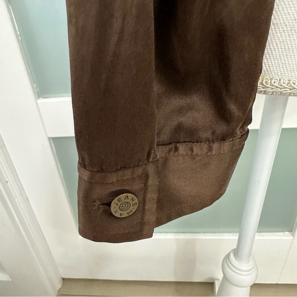 Max Jeans Cargo Hooded Jacket Zip Up Silk Blend Brown Size Small NWT Retail $92 - Picture 3 of 9